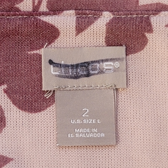 Chicos Floral Side-slit tunic  Scoop neck 3/4 Sleeve Size 2 u.s. Size L - Picture 7 of 11